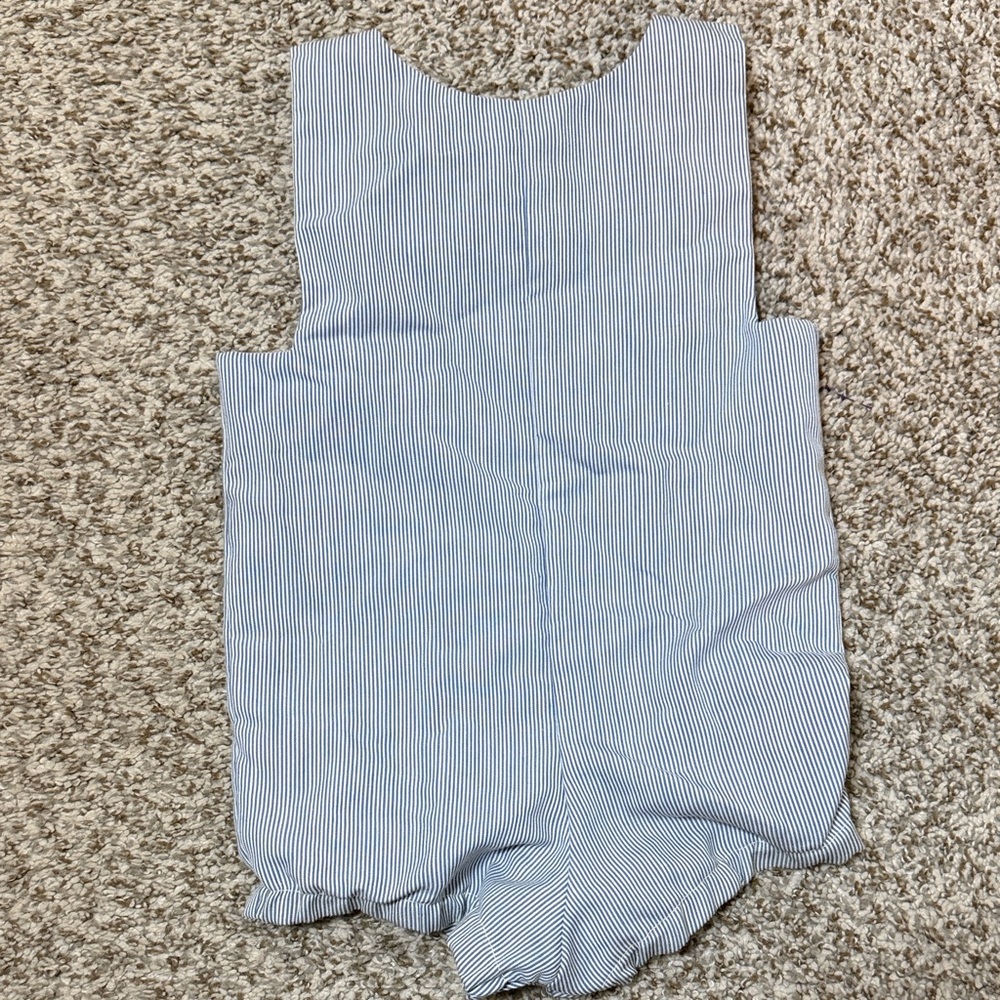 Bryan Vintage Infant Blue & White Pinstripe Bubble Romper w/ Nautical Embroidery - Picture 6 of 6
